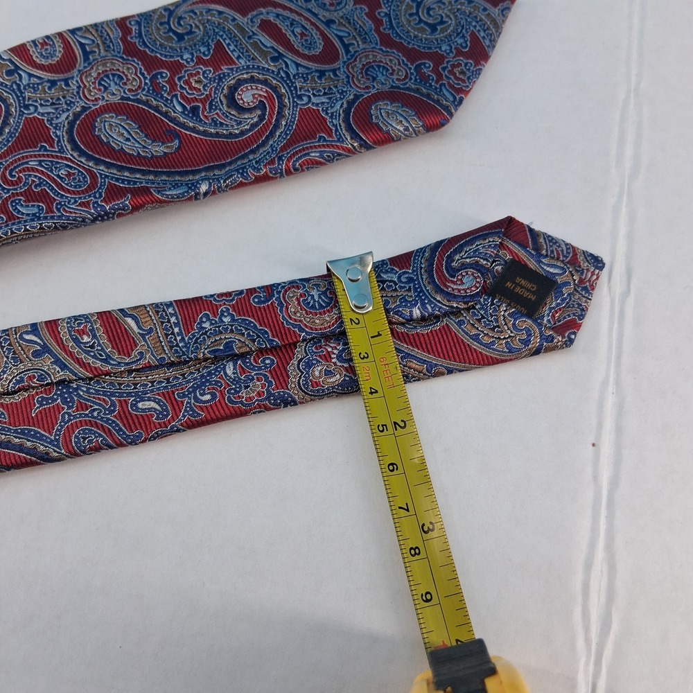 Jos. A. Bank Necktie Mens OS Red Paisley Reserve 100% Silk Classic Woven Tie - Picture 10 of 10